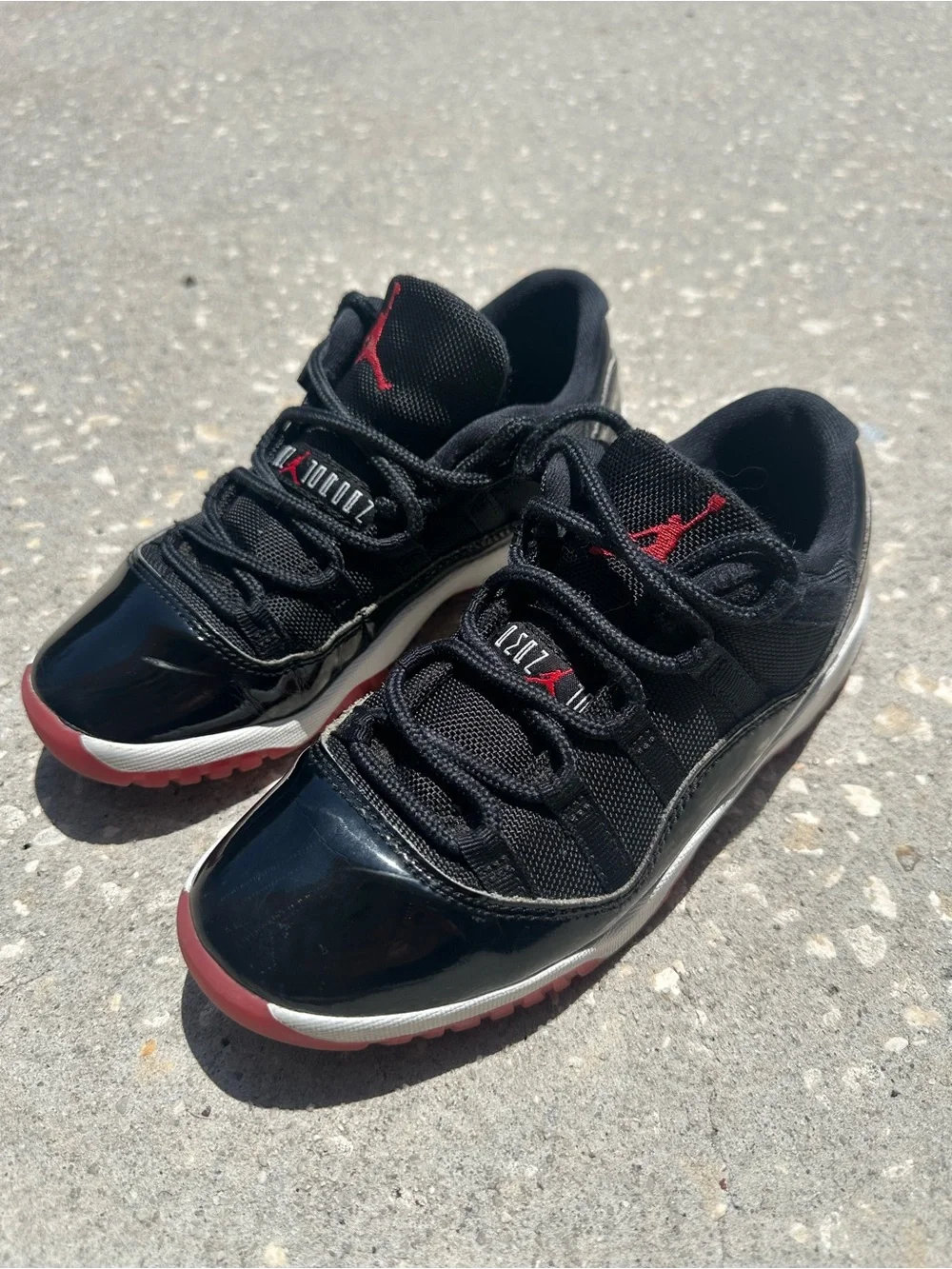 Nike Boys Air Jordan 11 FV5116-006 Black Leather Lace-Up Sneakers Size 2.5Y